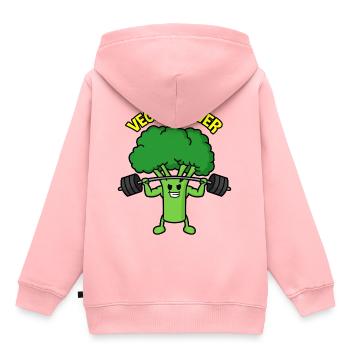 Vegan power Broccoli - Kinder Premium Organic Hoodie - Rosa - Hinten - AI Model Kid Female (0cm)