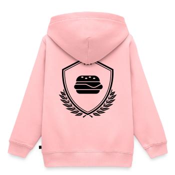 Burger Restauration rapide - Sweat Premium à capuche enfant bio - rose - Dos - AI Model Kid Female (0cm)