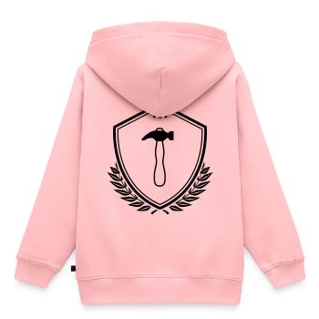 Hammer Schild - Kinder Premium Organic Hoodie - Rosa - Hinten - AI Model Kid Female (0cm)