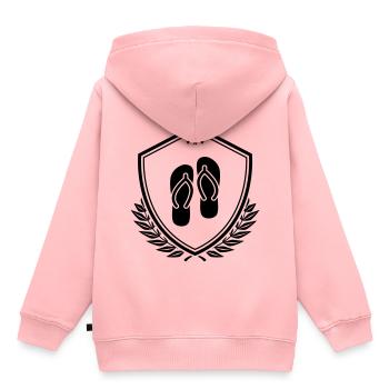 Icône Tongs - Sweat Premium à capuche enfant bio - rose - Dos - AI Model Kid Female (0cm)