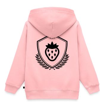 Erdbeere schild - Kinder Premium Organic Hoodie - Rosa - Hinten - AI Model Kid Female (0cm)