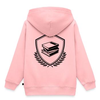 Bücher lernen wappen - Kinder Premium Organic Hoodie - Rosa - Hinten - AI Model Kid Female (0cm)