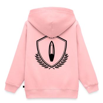 Surfbrett wappen - Kinder Premium Organic Hoodie - Rosa - Hinten - AI Model Kid Female (0cm)