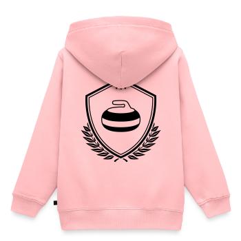 Crête de curling - Sweat Premium à capuche enfant bio - rose - Dos - AI Model Kid Female (0cm)