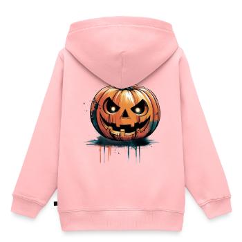 Citrouilles-lanternes d’Halloween - Sweat Premium à capuche enfant bio - rose - Dos - AI Model Kid Female (0cm)