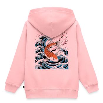 Sakura Wave Koi Japanische Kunst - Kinder Premium Organic Hoodie - Rosa - Hinten - AI Model Kid Female (0cm)