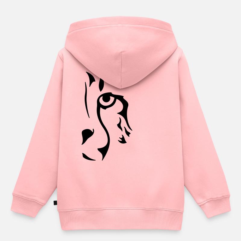 Guépard monochrome (œil gauche) - Sweat Premium à capuche enfant bio - rose