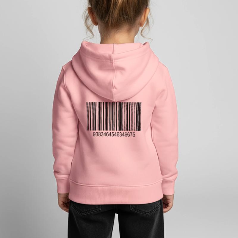 Code barres / code-barres en noir avec des chiffres Sweat Premium à capuche enfant bio