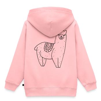 Alpaga avec couverture - Sweat Premium à capuche enfant bio - rose - Dos - AI Model Kid Female (0cm)