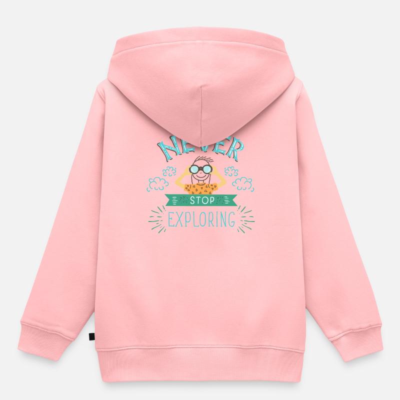 NEVER STOP EXPLORING Explore on holiday gift - Kids Premium Organic Hoodie - rose