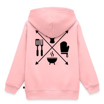 BARBECUE - Kinder Premium Organic Hoodie - Rosa - Hinten - AI Model Kid Female (0cm)