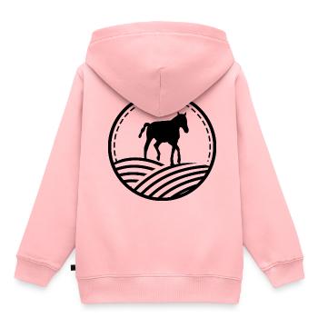 Sport équestre Liberté Poulain Ross - Sweat Premium à capuche enfant bio - rose - Dos - AI Model Kid Female (0cm)