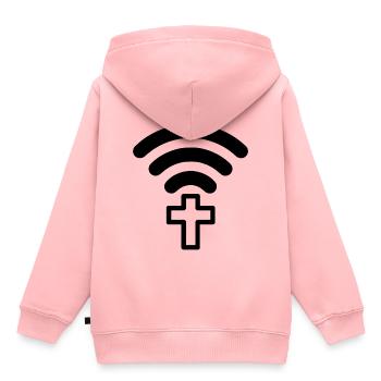 Connect Jésus Dieu Église Pèlerinage Pèlerinage - Sweat Premium à capuche enfant bio - rose - Dos - AI Model Kid Female (0cm)