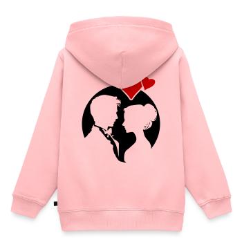 Silhouette de mariage de couple marié - Sweat Premium à capuche enfant bio - rose - Dos - AI Model Kid Female (0cm)