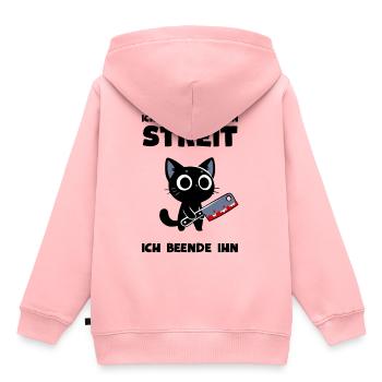 Katze mit Messer – Ich beende jeden Streit - Kinder Premium Organic Hoodie - Rosa - Hinten - AI Model Kid Female (0cm)