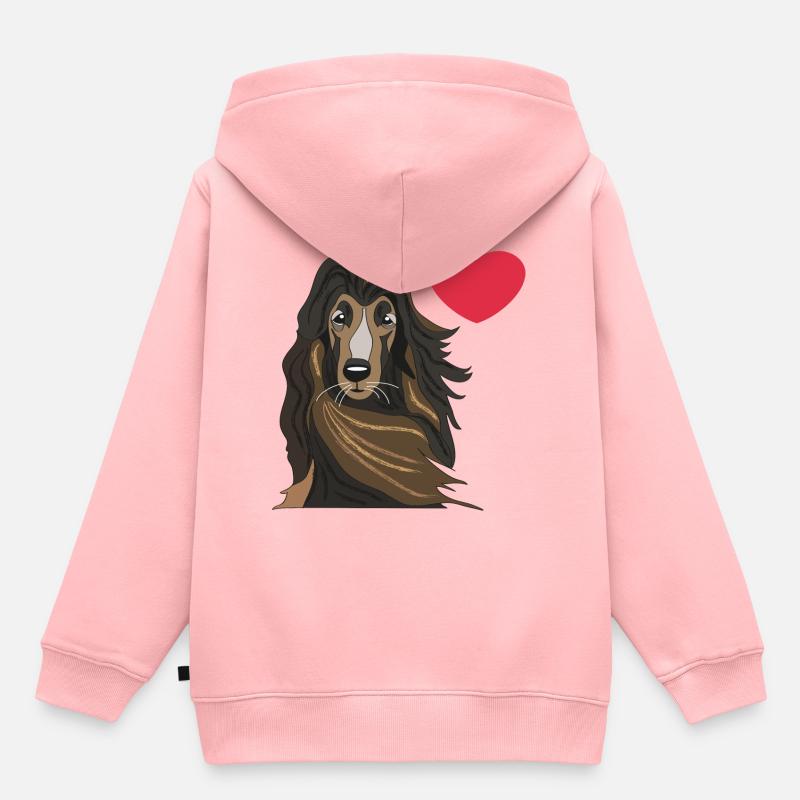 Lévrier afghan, afghan - Sweat Premium à capuche enfant bio - rose