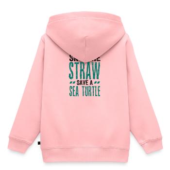 Meeresschutzgeschenk Überspringen Sie einen Strohhalm Retten Sie ein Meer - Kinder Premium Organic Hoodie - Rosa - Hinten - AI Model Kid Female (0cm)