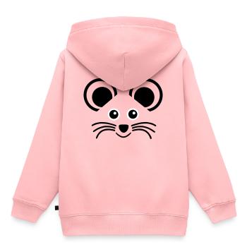 ★ Designfarben änderbar ★ Gesicht eines Mäuschens - Kinder Premium Organic Hoodie - Rosa - Hinten - AI Model Kid Female (0cm)