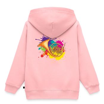 Trompette à corne Trompette Cadeau Musicien Trompettes - Sweat Premium à capuche enfant bio - rose - Dos - AI Model Kid Female (0cm)