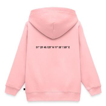 Halle (Saale) Koordinaten - Kinder Premium Organic Hoodie - Rosa - Hinten - AI Model Kid Female (0cm)