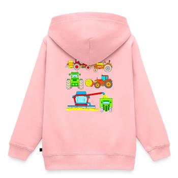 Tracteurs pour enfants - véhicules à la ferme - Sweat Premium à capuche enfant bio - rose - Dos - AI Model Kid Female (0cm)