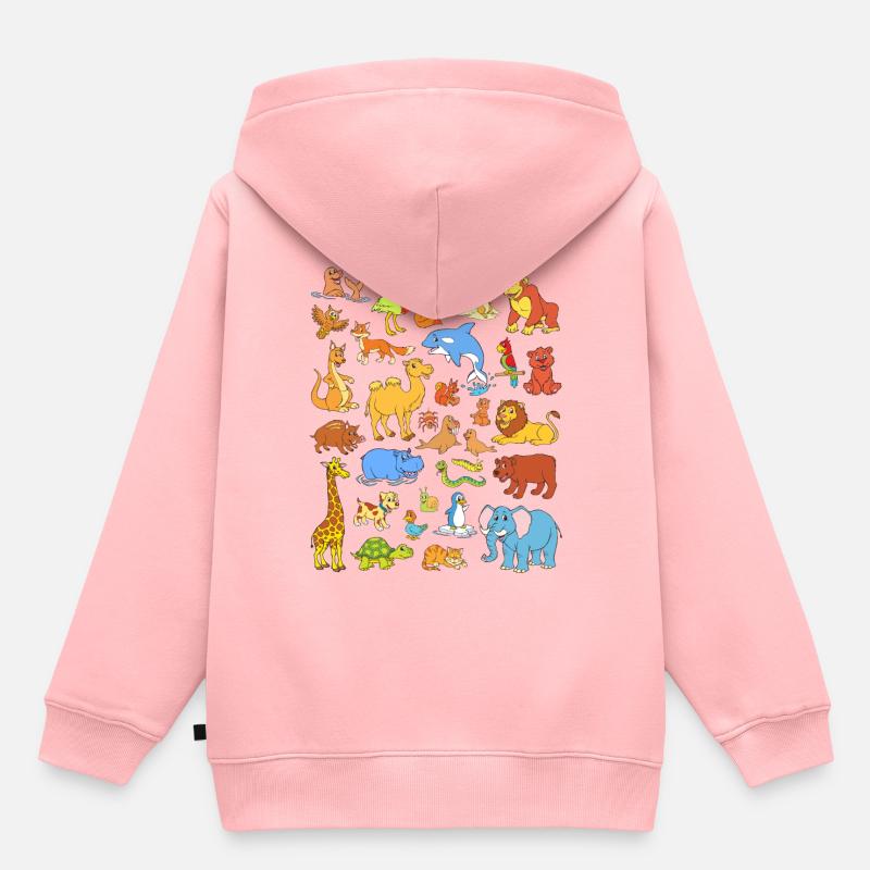 Animaux - Sweat Premium à capuche enfant bio - rose