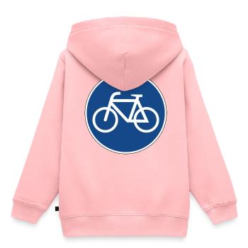 Panneau de signalisation vélo - Sweat Premium à capuche enfant bio - rose - Dos - AI Model Kid Female (0cm)