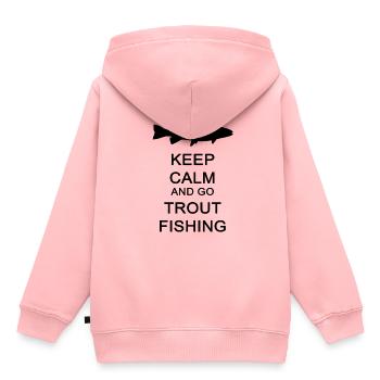 Pêche à la truite pêche à la truite - Sweat Premium à capuche enfant bio - rose - Dos - AI Model Kid Female (0cm)
