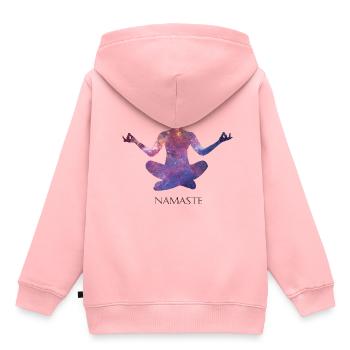 YOGA ASIE BUDDHA NAMASTE MÉDITATION - Sweat Premium à capuche enfant bio - rose - Dos - AI Model Kid Female (0cm)