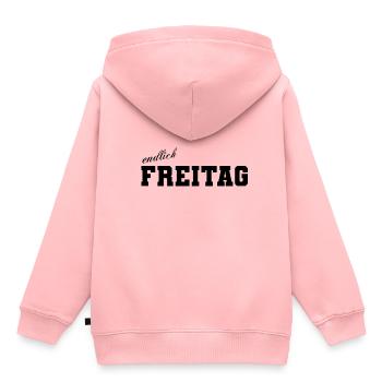 endlich Freitag Schriftzug - Kinder Premium Organic Hoodie - Rosa - Hinten - AI Model Kid Female (0cm)