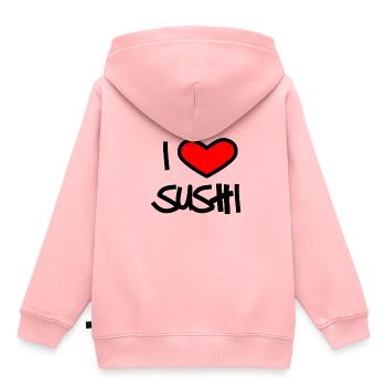 J'aime les sushis - J'aime les sushis - Sweat Premium à capuche enfant bio - rose - Dos - AI Model Kid Female (0cm)