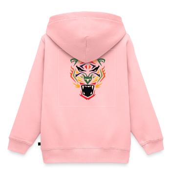 Masque tête de tigre - Sweat Premium à capuche enfant bio - rose - Dos - AI Model Kid Female (0cm)
