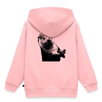 süßer otter mit pfoten in schwarz weiß - Kinder Premium Organic Hoodie - Rosa - Hinten - AI Model Kid Female (0cm)