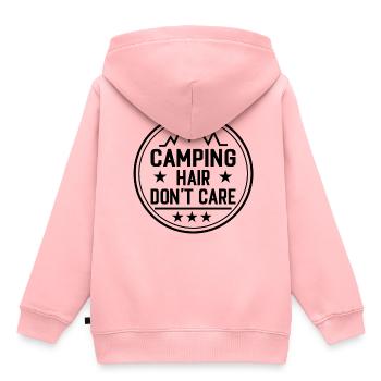 Cheveux de camping ne se soucient pas, cheveux, camping, en plein air - Sweat Premium à capuche enfant bio - rose - Dos - AI Model Kid Female (0cm)
