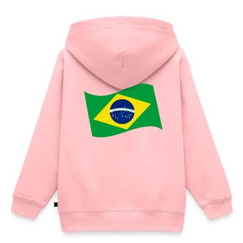 Drapeau brésilien - Sweat Premium à capuche enfant bio - rose - Dos - AI Model Kid Female (0cm)