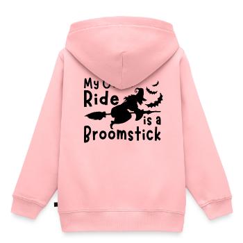 Balai de sorcière - Sweat Premium à capuche enfant bio - rose - Dos - AI Model Kid Female (0cm)