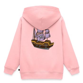 Bateau pirate avec crâne - Sweat Premium à capuche enfant bio - rose - Dos - AI Model Kid Female (0cm)
