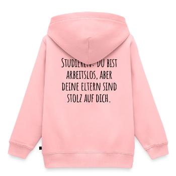 studieren: arbeitslos aber deine Eltern sind stolz - Kinder Premium Organic Hoodie - Rosa - Hinten - AI Model Kid Female (0cm)