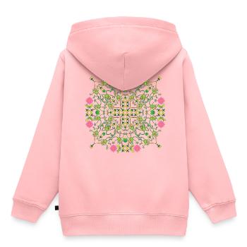 Mandalamuster von Fliegenjägerfröschen - Kinder Premium Organic Hoodie - Rosa - Hinten - AI Model Kid Female (0cm)
