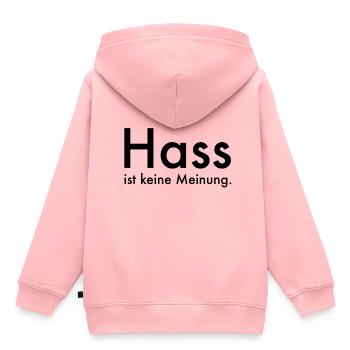 Hass ist keine Meinung - Kinder Premium Organic Hoodie - Rosa - Hinten - AI Model Kid Female (0cm)