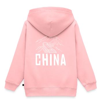 China Große Mauer - Kinder Premium Organic Hoodie - Rosa - Hinten - AI Model Kid Female (0cm)