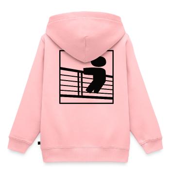 Zaungast, Geländer, Aussicht - Kinder Premium Organic Hoodie - Rosa - Hinten - AI Model Kid Female (0cm)
