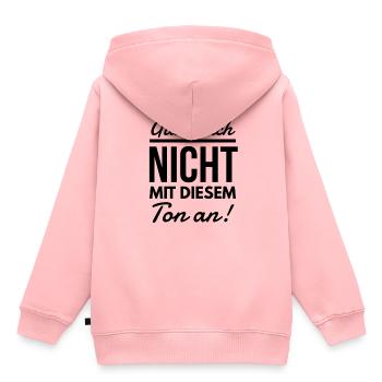 Guck mich nicht mit diesem Ton an Spruch - Kinder Premium Organic Hoodie - Rosa - Hinten - AI Model Kid Female (0cm)
