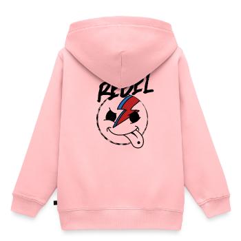 Smilie Rebel Rebelle - Sweat Premium à capuche enfant bio - rose - Dos - AI Model Kid Female (0cm)