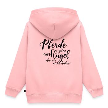 Pferde geben uns Fluegel die wir nicht haben - Kinder Premium Organic Hoodie - Rosa - Hinten - AI Model Kid Female (0cm)