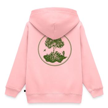 Permaculture Design nature, écologie, durable - Sweat Premium à capuche enfant bio - rose - Dos - AI Model Kid Female (0cm)