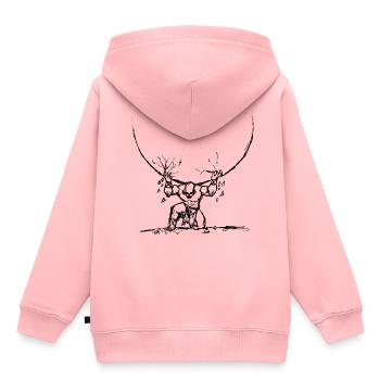 Muskelmann & Weltkugel - Kinder Premium Organic Hoodie - Rosa - Hinten - AI Model Kid Female (0cm)