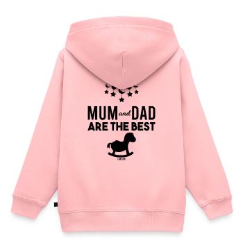 Bébé enfant fils fille aime maman papa - Sweat Premium à capuche enfant bio - rose - Dos - AI Model Kid Female (0cm)