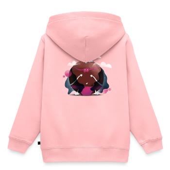 Planet - Superheld Charakter - Kinder Premium Organic Hoodie - Rosa - Hinten - AI Model Kid Female (0cm)