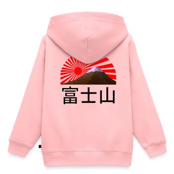 Soleil levant sur le mont Fuji - Sweat Premium à capuche enfant bio - rose - Dos - AI Model Kid Female (0cm)